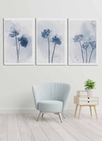 طقم من ٣ لوحات كانفاس على إطار خشبي، تصميم زهور مر...