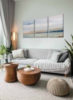 طقم من ٣ لوحات كانفاس على إطار خشبي بتصميم فن تجري...