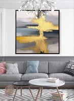 لوحة كانفاس على إطار خشبي بتصميم تقاطع خط ذهبى