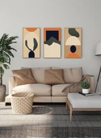 طقم من ٣ لوحات كانفاس على إطار خشبي، تصميم رسم تجر...