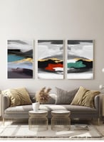 طقم من ٣ لوحات كانفاس على إطار خشبي، تصميم رسم زيت...