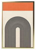 لوحة كانفاس على إطار خشبي بتصميم منحنيات من قوس قز...