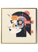 لوحة كانفاس على إطار خشبي بالفن التصوري لتصميم نمط...