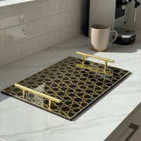 صينية تقديم من الأكريليك بتصميم مزخرف ومقابض معدني...