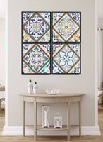 طقم من ٤ لوحات كانفاس مربع على إطار خشبي، تصميم من...