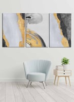 طقم من 3 لوحات كانفاس على إطار خشبي، تصميم رسم يدو...