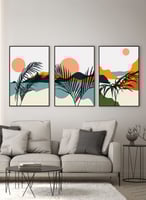 طقم من 3 لوحات كانفاس على إطار خشبي، تصميم جبال ور...