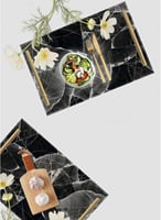 صينية تقديم مصنوعة من الأكريليك بمقابض معدنية ذهبي...