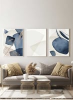 طقم من ٣ لوحات كانفاس على إطار خشبي، تصميم أشكال م...