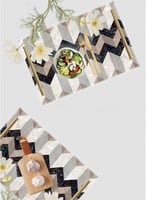 صينية تقديم مصنوعة من الأكريليك بمقابض معدنية ذهبي...