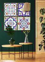 طقم من ٤ لوحات كانفاس مربع على إطار خشبي، تصميم نم...