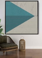 لوحة كانفاس على إطار خشبي بتصميم مثلث مع خطوط