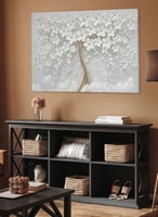 لوحة زهور بيضاء كانفاس