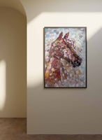 لوحة كانفاس على إطار خشبي، تصميم حصان ملون ، للمنز...