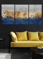 طقم من ٣ لوحات كانفاس على إطار خشبي، تصميم رسم تجر...