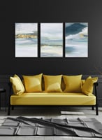 طقم من ٣ لوحات كانفاس على إطار خشبي، تصميم رسم تجر...