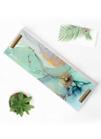 صينية تقديم مصنوعة من الأكريليك بمقابض معدنية ذهبي...