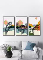 طقم من 3 لوحات كانفاس على إطار خشبي، تصميم جبال ور...