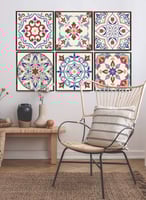 طقم من ٦ لوحات كانفاس مربع على إطار خشبي، تصميم اش...