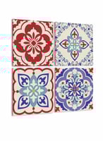 طقم من ٤ لوحات كانفاس مربع على إطار خشبي، تصميم نم...