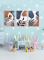 طقم من ٣ لوحات كانفاس على إطار خشبي، تصميم أوراق ا...