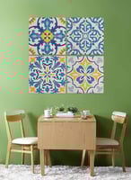 طقم من 4 لوحات كانفاس مربع على إطار خشبي، تصميم أش...