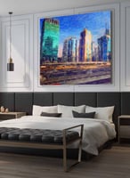 لوحة كانفاس مربع على إطار خشبي، تصميم فن زيتي للمد...