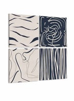 طقم من ٤ لوحات كانفاس مربع على إطار خشبي، تصميم فن...