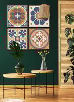 طقم من 4 لوحات كانفاس مربع على إطار خشبي، تصميم فن...