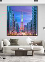 لوحة كانفاس مربع على إطار خشبي، تصميم شارع من مدين...