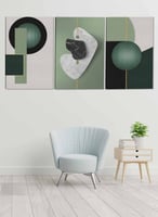 طقم من ٣ لوحات كانفاس على إطار خشبي، تصميم أشكال م...