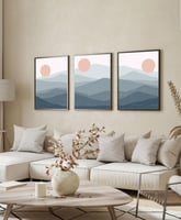 طقم من ٣ لوحات كانفاس على إطار خشبي، تصميم رسم تجر...