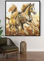 لوحة خيول كبيرة بتصميم خيول راكضة
