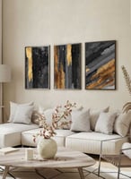 طقم من ٣ لوحات كانفاس على إطار خشبي، تصميم فن تجري...