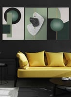 طقم من ٣ لوحات كانفاس على إطار خشبي، تصميم أشكال م...