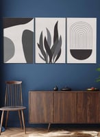 طقم من 3 لوحات كانفاس على إطار خشبي بتصميم أوراق ن...