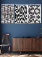 طقم من 3 لوحات كانفاس بتصميم نمط هندسي