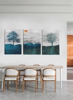 طقم من ٣ لوحات كانفاس على إطار خشبي، تصميم أشجار و...