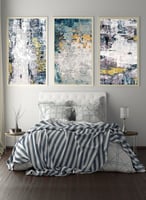 طقم من 3 لوحات كانفاس على إطار خشبي، تصميم رسم تجر...