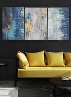 طقم من ٣ لوحات كانفاس على إطار خشبي، تصميم رسم تجر...