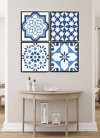 طقم من ٤ لوحات كانفاس مربع على إطار خشبي، تصميم أن...