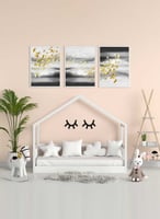 طقم من ٣ لوحات كانفاس على إطار خشبي، تصميم فراشات...