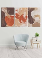 طقم من 3 لوحات كانفاس على إطار خشبي، تصميم التراكو...