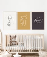 طقم من ٣ لوحات كانفاس على إطار خشبي، تصميم رسم تجر...