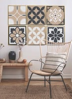 طقم من ٦ لوحات كانفاس مربع على إطار خشبي، تصميم اش...