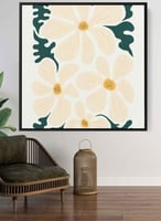 لوحة كانفاس على إطار خشبي بتصميم فن تجريدي للزهور...