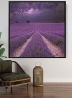 لوحة كانفاس مربع على إطار خشبي، تصميم حقول اللافند...