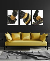 طقم من ٣ لوحات كانفاس على إطار خشبي، تصميم رسم تجر...