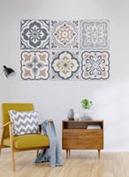 طقم من ٦ لوحات كانفاس مربع على إطار خشبي، تصميم سي...