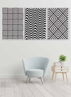 طقم من 3 لوحات كانفاس بتصميم نمط هندسي